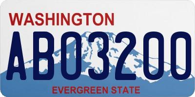 WA license plate ABO3200