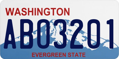 WA license plate ABO3201