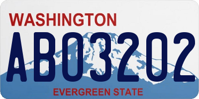 WA license plate ABO3202