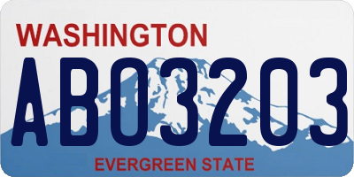 WA license plate ABO3203