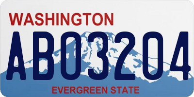 WA license plate ABO3204