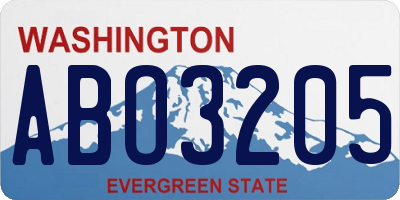 WA license plate ABO3205