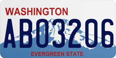 WA license plate ABO3206