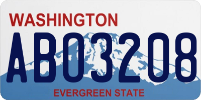 WA license plate ABO3208