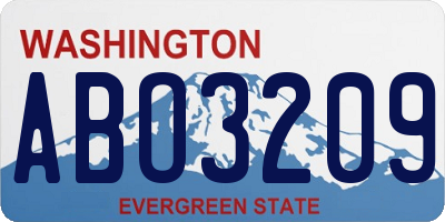 WA license plate ABO3209