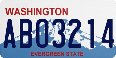 WA license plate ABO3214