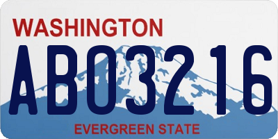 WA license plate ABO3216