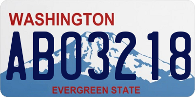 WA license plate ABO3218