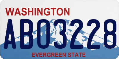 WA license plate ABO3228