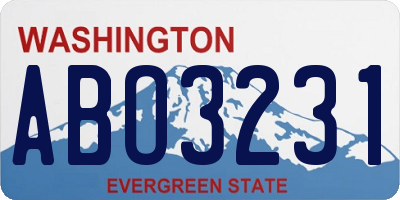 WA license plate ABO3231