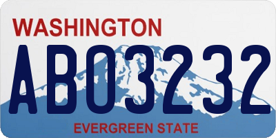 WA license plate ABO3232