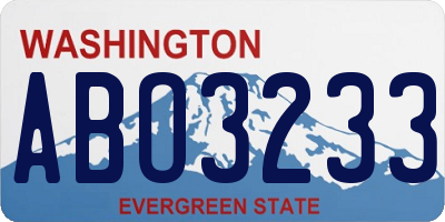 WA license plate ABO3233