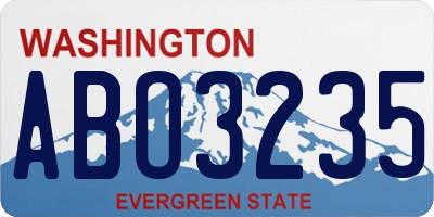 WA license plate ABO3235