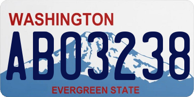 WA license plate ABO3238
