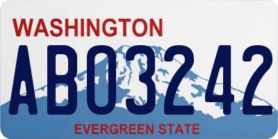 WA license plate ABO3242