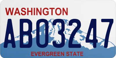 WA license plate ABO3247