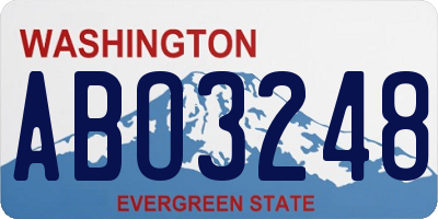 WA license plate ABO3248