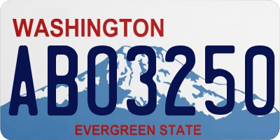 WA license plate ABO3250