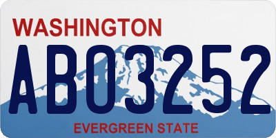 WA license plate ABO3252
