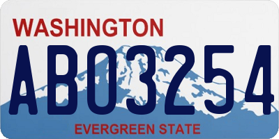 WA license plate ABO3254