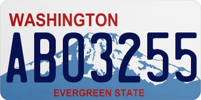 WA license plate ABO3255