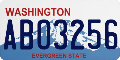 WA license plate ABO3256