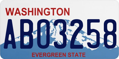 WA license plate ABO3258