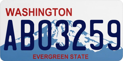WA license plate ABO3259