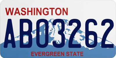 WA license plate ABO3262