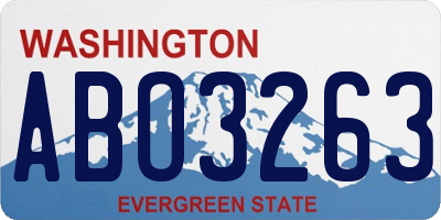 WA license plate ABO3263