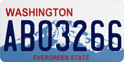 WA license plate ABO3266