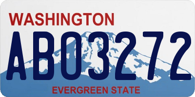 WA license plate ABO3272