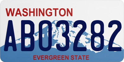 WA license plate ABO3282