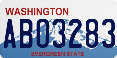 WA license plate ABO3283