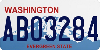 WA license plate ABO3284