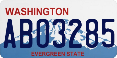 WA license plate ABO3285