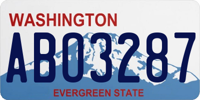 WA license plate ABO3287