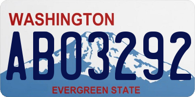 WA license plate ABO3292