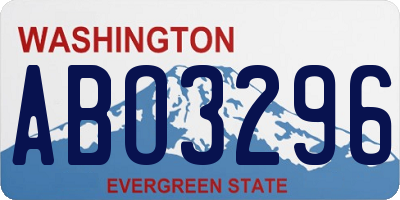 WA license plate ABO3296