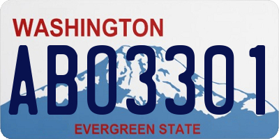 WA license plate ABO3301