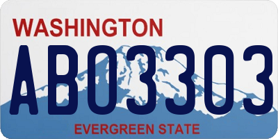 WA license plate ABO3303