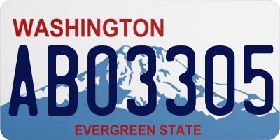 WA license plate ABO3305