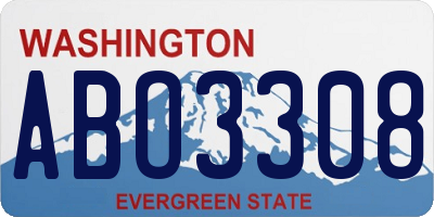 WA license plate ABO3308