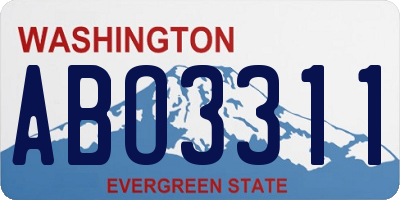 WA license plate ABO3311