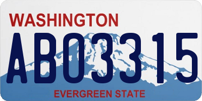WA license plate ABO3315