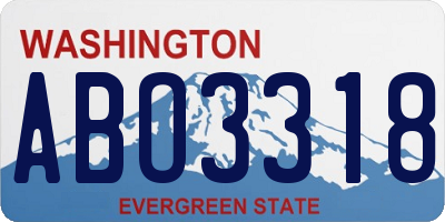 WA license plate ABO3318