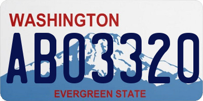 WA license plate ABO3320