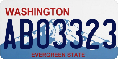 WA license plate ABO3323