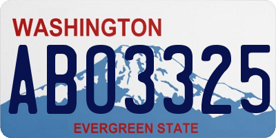 WA license plate ABO3325