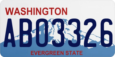 WA license plate ABO3326